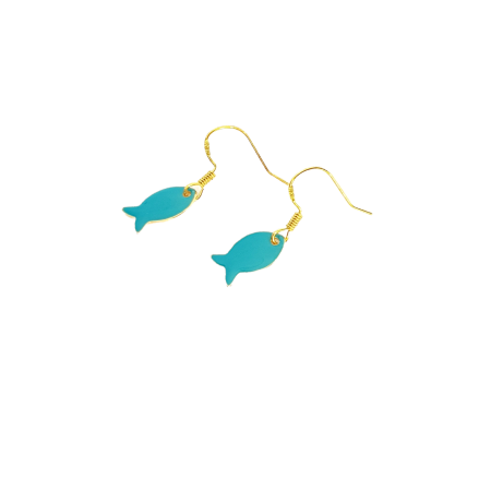 earrings steel gold blue fish1